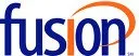 Blue and orange Fusion text logo