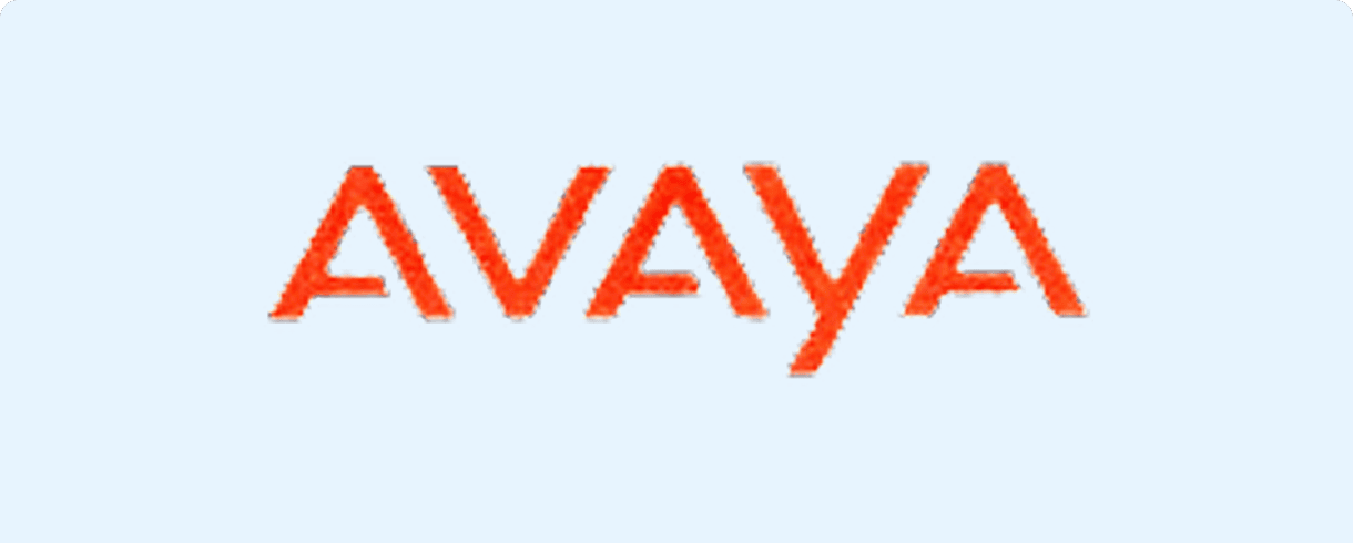 Red Avaya logo centered on blue background