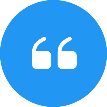Quotation marks icon on blue background